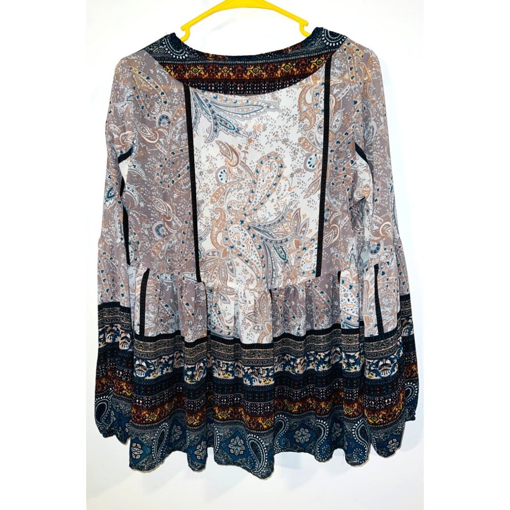 Knox Rose Bohemian Paisley Print Blouse Small - Picture 2 of 4